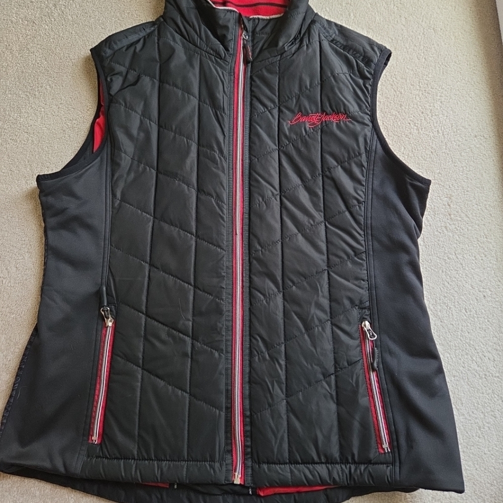 Barrett-Jackson Custom Fabricated Black & Red Quilted Vest Sz XXL